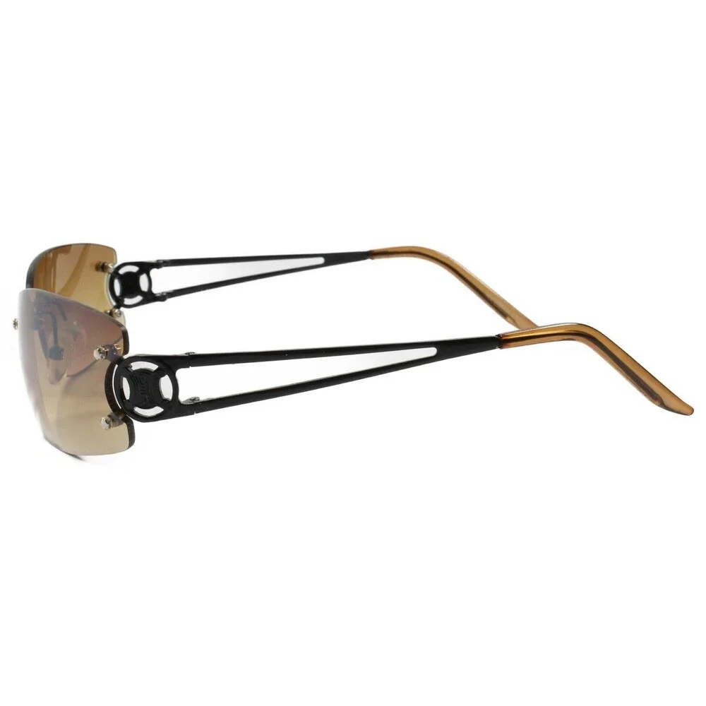 Rimless Rectangle Sunglasses Womens Elegant Slick Design Stylish Black Frame